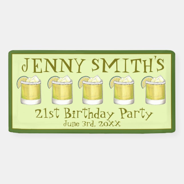 Margarita Cocktail 21st Birthday Bachelorette Banner (Horizontal)