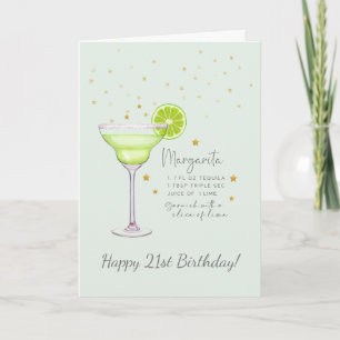 Margarita Cocktail 21st Happy Birthday Card
