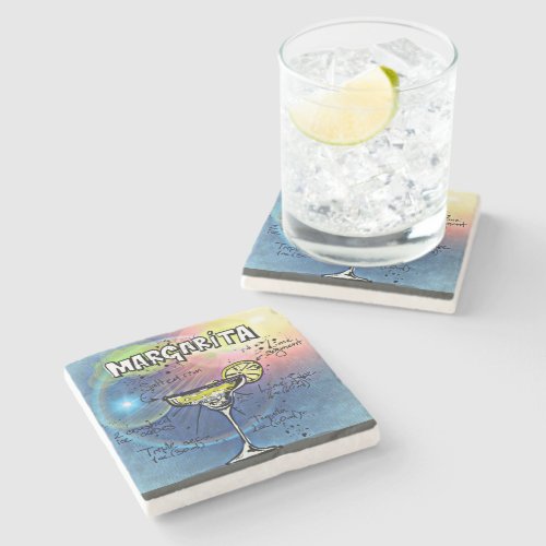 Margarita Cocktail 9 of 12 Drink Recipe Sets    Stone Coaster