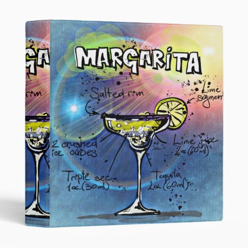 Margarita Cocktail 9 Set of 12 Drink Recipe       3 Ring Binder