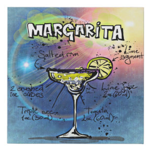 Margarita Cocktail #9 Set of 12 Drink Recipe Faux Canvas Print