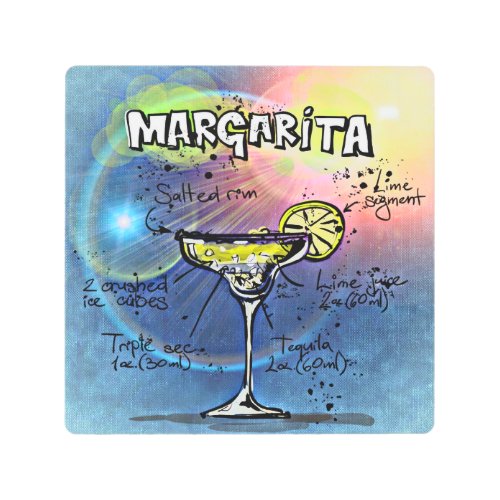 Margarita Cocktail 9 Set of 12 Drink Recipe       Metal Print