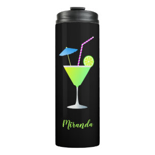 Margarita Cocktail Black Neon Name Thermal Tumbler