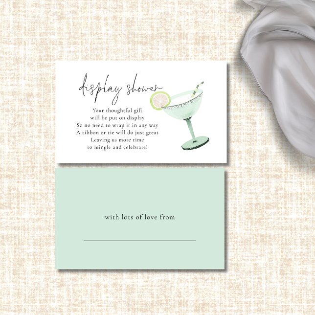 Margarita Cocktail Bridal Display Shower Enclosure Card (Front and back view)