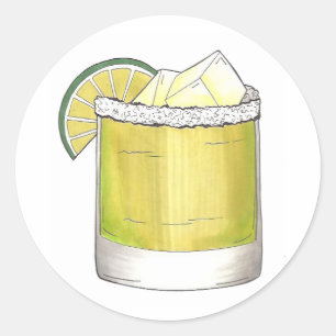 Margarita Cocktail Glass Bar Mixed Drink Salt Lime Classic Round Sticker