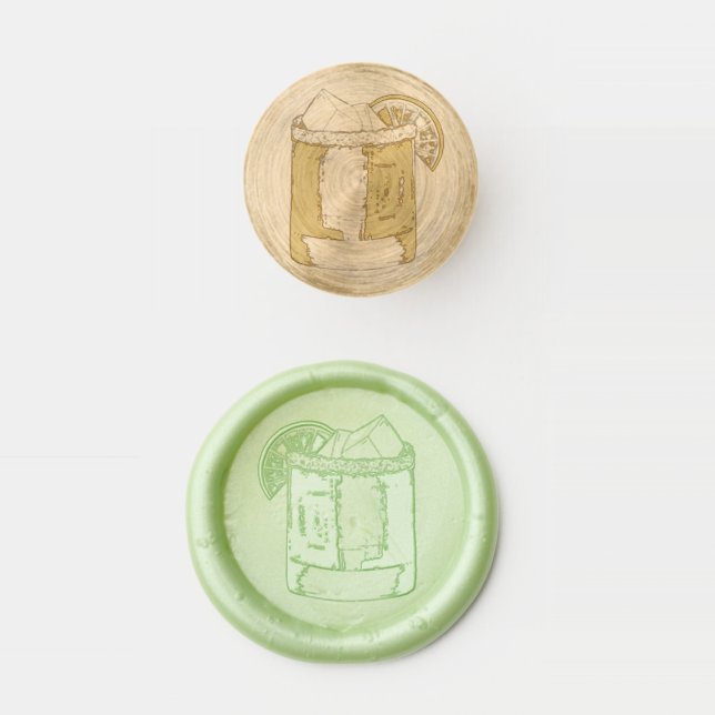 Margarita Cocktail Glass Mixed Drink Bar Lime Wax Seal Stamp (Stamped)