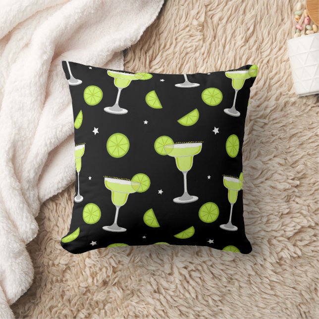 Margarita Cocktail Green Black Throw Pillow (Blanket)