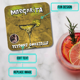Margarita Cocktail Party Square Paper Coaster