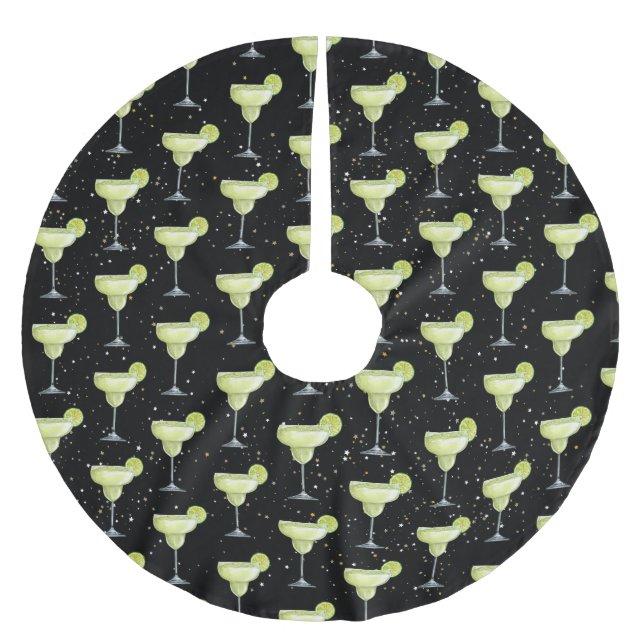 Margarita Cocktail Pattern Brushed Polyester Tree Skirt (Front)