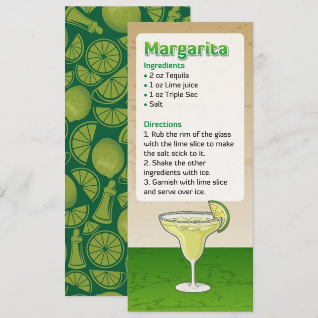 Margarita Cocktail Recipe Invitation (Front/Back)