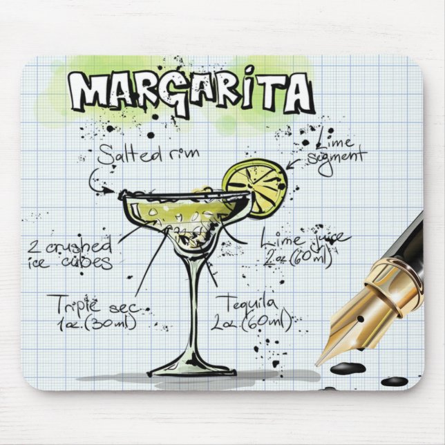 Margarita Cocktail Recipe Mouse Pad (Front)