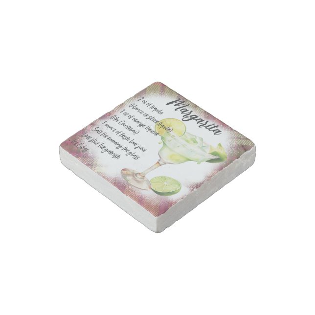 Margarita Cocktail Recipe Stone Magnet (Angled)