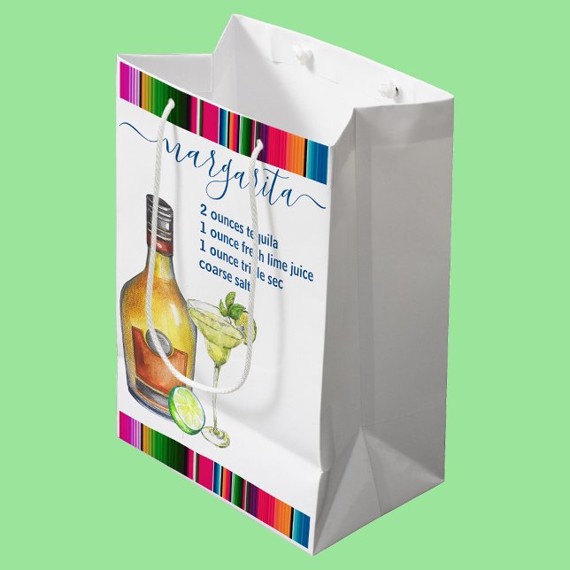 Margarita Cocktail Recipe Watercolor  Medium Gift Bag (Creator Uploaded)