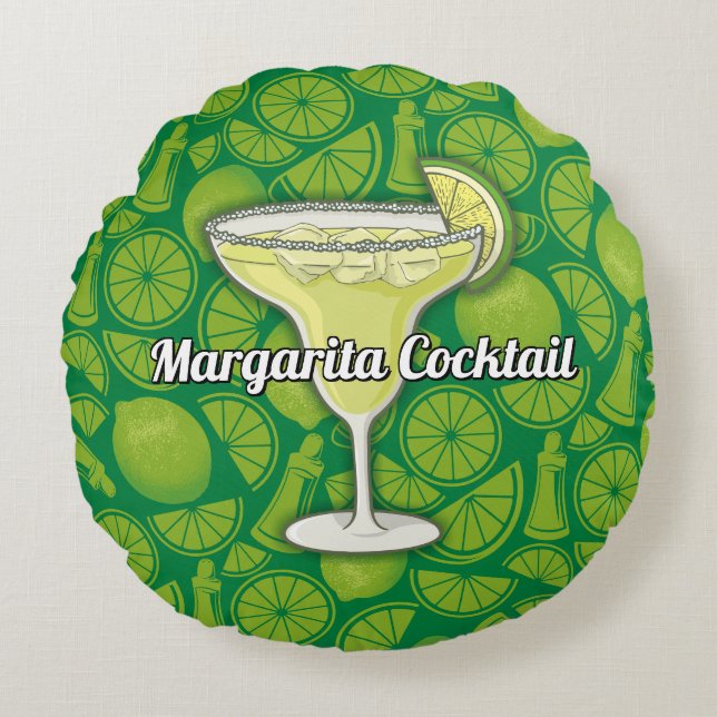 Margarita Cocktail Round Pillow (Front)