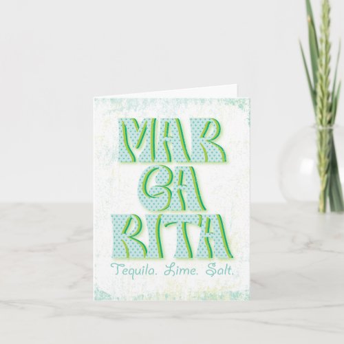 Margarita Cocktail Typography Tequila Lime Salt Note Card