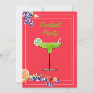 Margarita Cocktail with Fruit Happy Hour Invitation