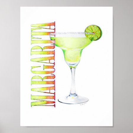Margarita Colored Pencil Drawing Poster