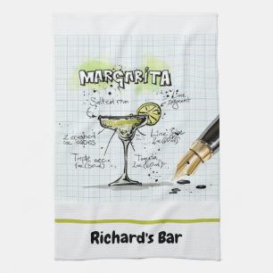 Margarita Custom Bar Drawing Personalized Kitchen Towel