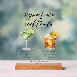 Margarita Dark & Stormy Chic Signature Cocktails Acrylic Sign