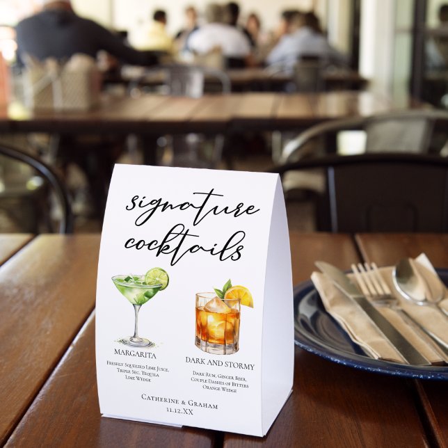 Margarita Dark & Stormy Signature Cocktails Menu Paper Table Tent (Insitu(Restaurant))