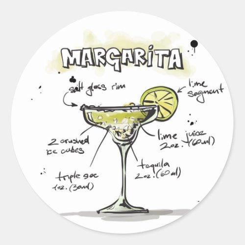 Margarita Drink Recipe Design Classic Round Sticker
