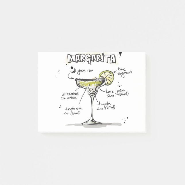 Margarita Drink Recipe Design Post-it Notes (Front)