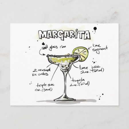 Margarita Drink Recipe Design Postcard
