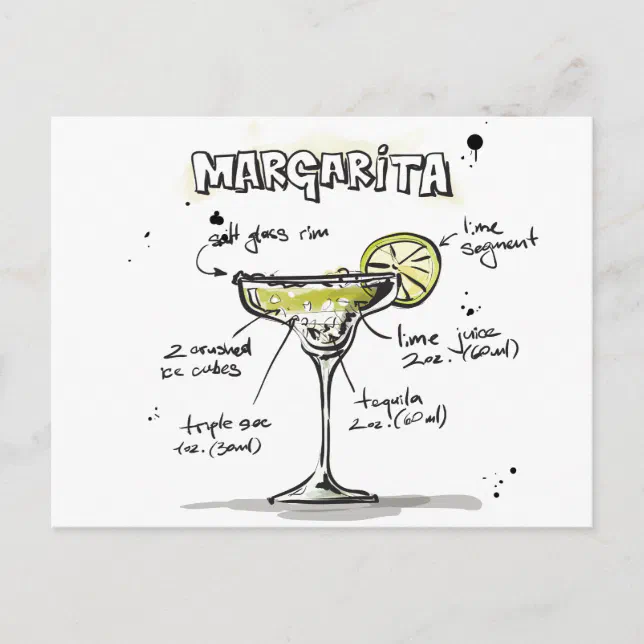 Margarita Drink Recipe Design Postcard | Zazzle