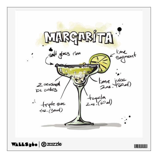 Margarita Drink Recipe Design Wall Sticker (Front)