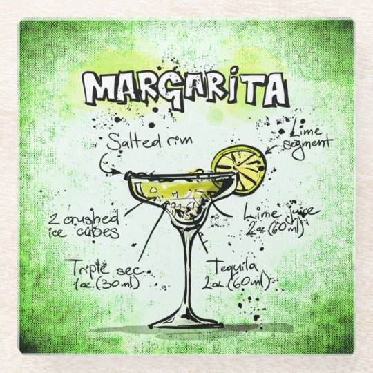 Margarita Drink Recipe Glass Coaster 1454