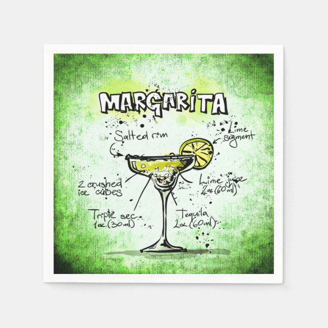 Margarita Drink Recipe Paper Napkins (Front)