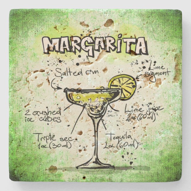 Margarita Drink Recipe Stone Coaster (Front)