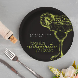 Margarita Fiesta Black Cocktail Birthday Party Paper Plates
