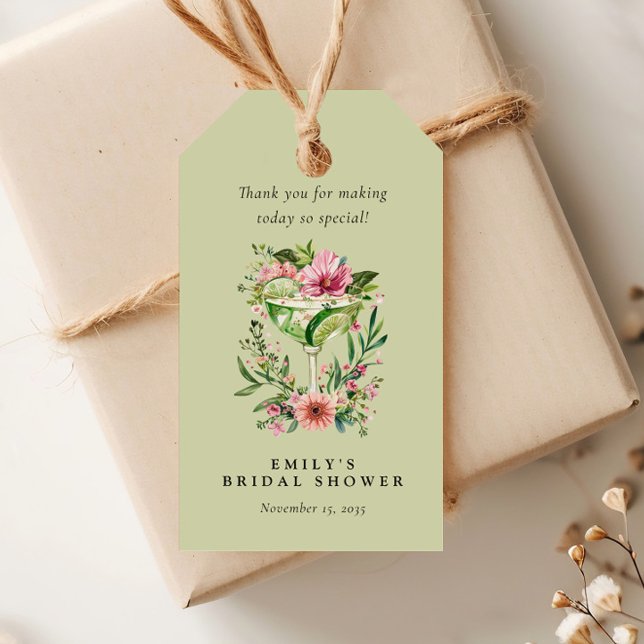 Margarita Fiesta Floral Bridal Shower Gift Tags (Creator Uploaded)