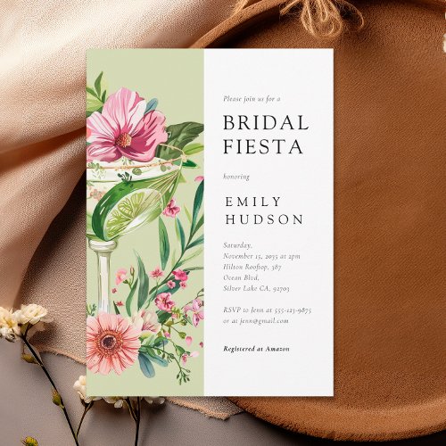 Margarita Fiesta Floral Bridal Shower Invitation