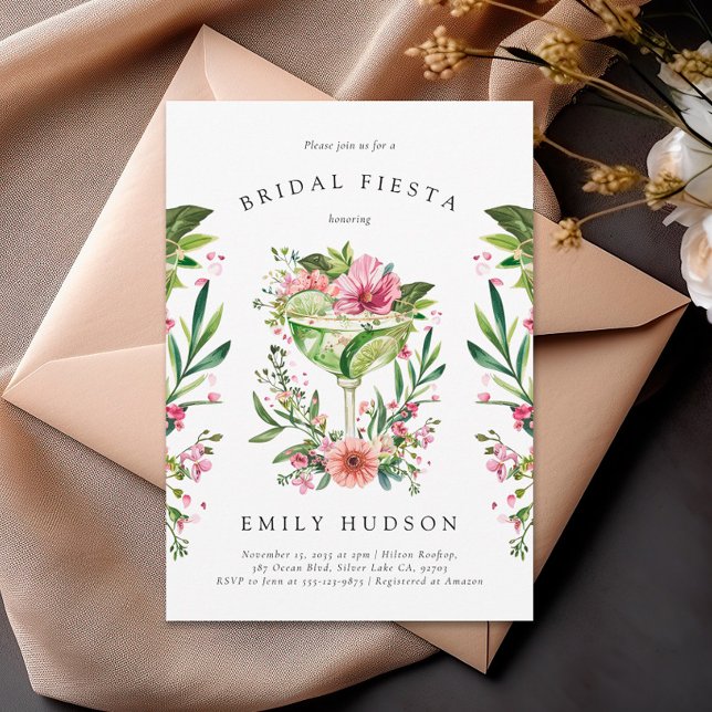Margarita Fiesta Floral Bridal Shower Invitation (Creator Uploaded)