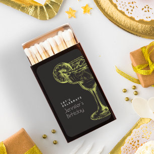 Margarita Fiesta Modern Black Birthday Party Matchboxes