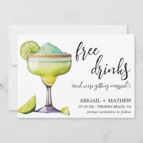 Margarita Funny Drink Trendy Modern Photo Wedding Save The Date