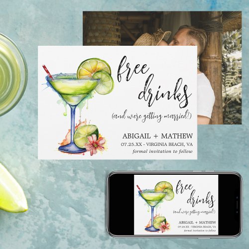 Margarita Funny Drink Trendy Modern Photo Wedding  Save The Date