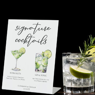 Margarita Gin & Tonic Signature Cocktails Menu Pedestal Sign