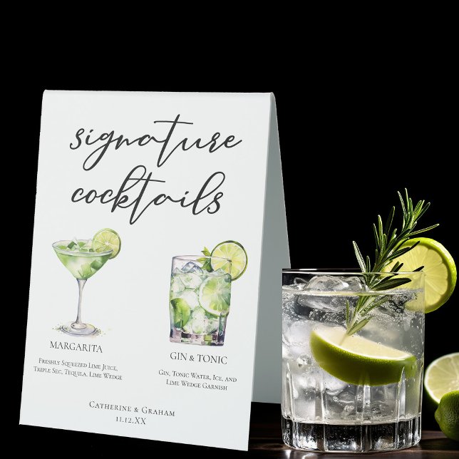 Margarita Gin & Tonic Signature Cocktails Menu Table Tent (Creator Uploaded)