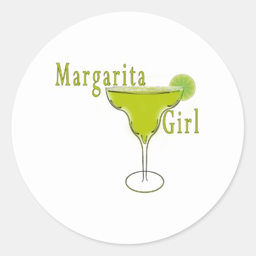 Margarita Girl Postcard Classic Round Sticker