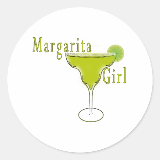 Margarita Girl Postcard Classic Round Sticker