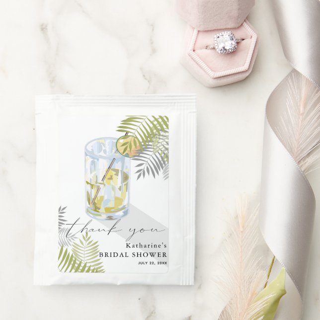 Margarita Glass Palm Tree White Bridal Shower Tea Bag Drink Mix (Wedding)
