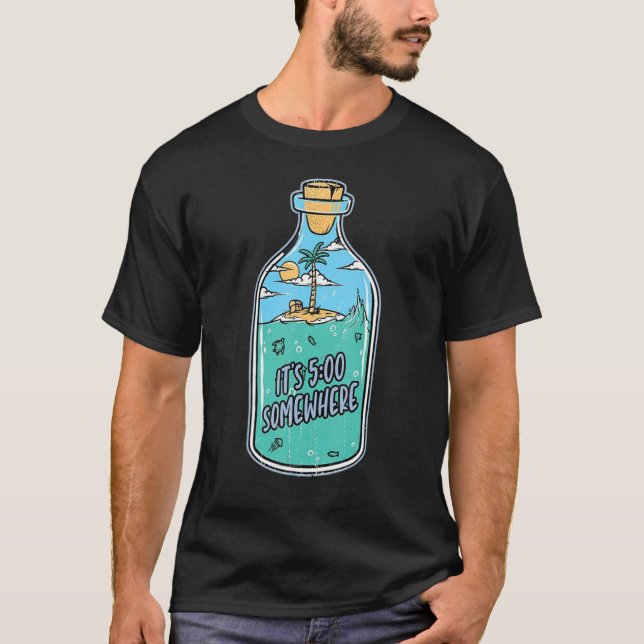 Margarita Gnome It s 5 o clock somewhere Palm Tree T-Shirt (Front)