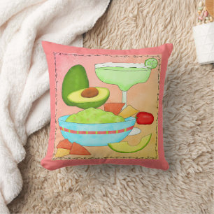 Margarita Guacamole Fun Celebration Colorful Throw Pillow