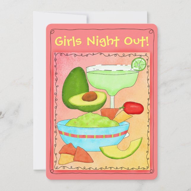Margarita Guacamole Girls Night Out Party Invitation (Front)