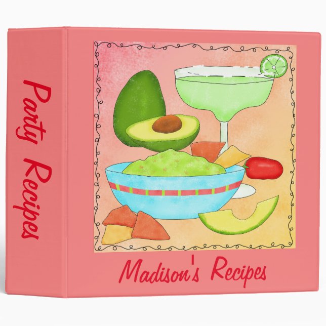 Margarita Guacamole Name Personalized Recipe Album 3 Ring Binder (Front/Spine)