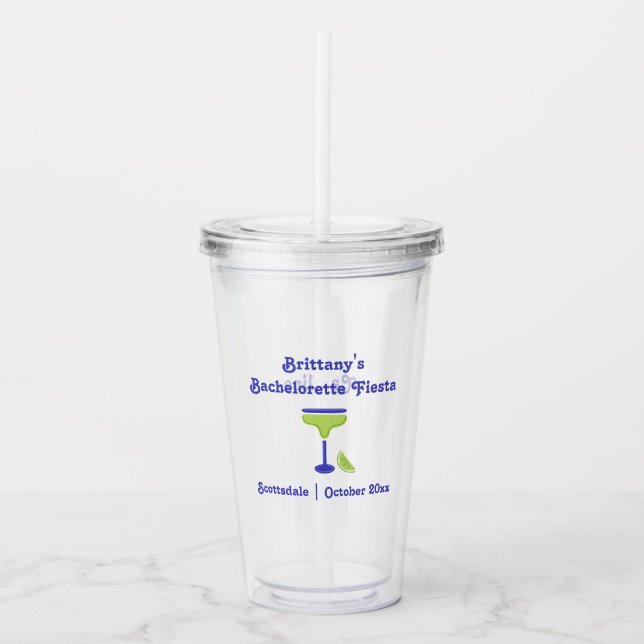 Margarita Lime Bachelorette Fiesta Party Favor Acrylic Tumbler (Front)