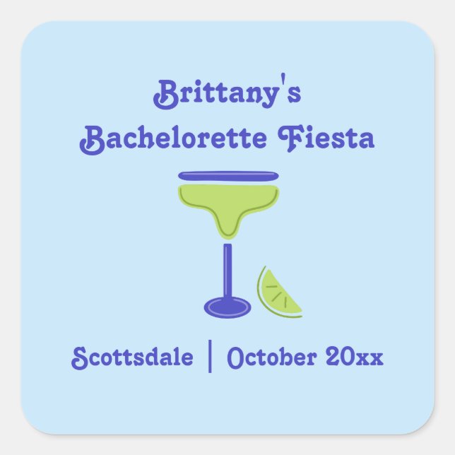 Margarita Lime Bachelorette Fiesta Party Favor Square Sticker (Front)